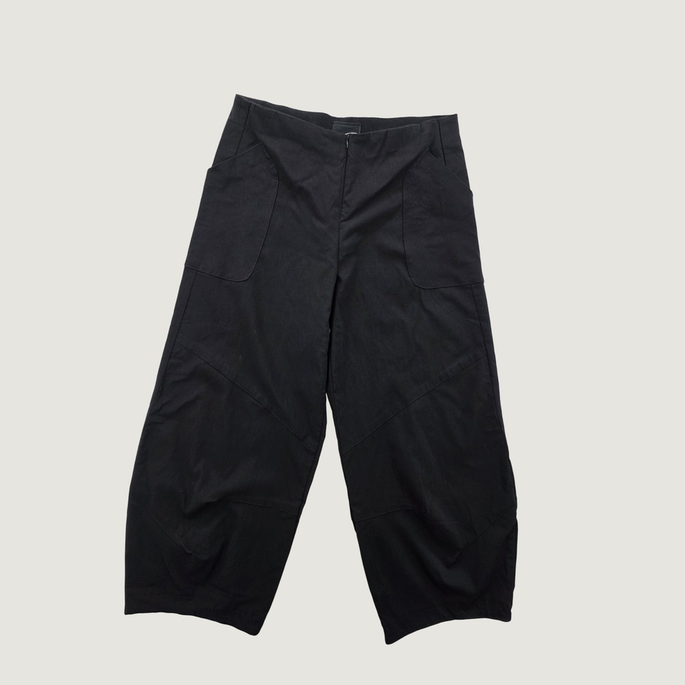 Porto San Francisco Black Wide Leg Cropped Pants Architectural Seam Trousers 3